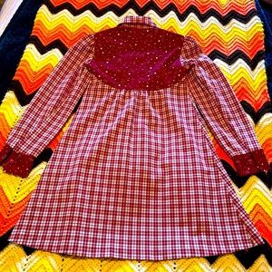 Red plaid country micro mini dress